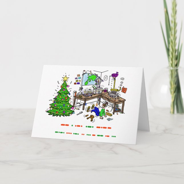 Ham Radio Morse Code Shack Christmas Card (Front)