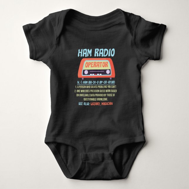 Ham Radio Operator Definition Amateur Radio Hobby Baby Bodysuit (Front)