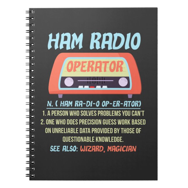 Ham Radio Operator Definition Amateur Radio Hobby Notebook (Front)