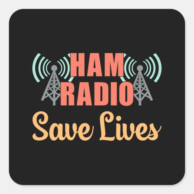 HAM Radio Operator Frequency Antenna Amateur Gift Square Sticker (Front)