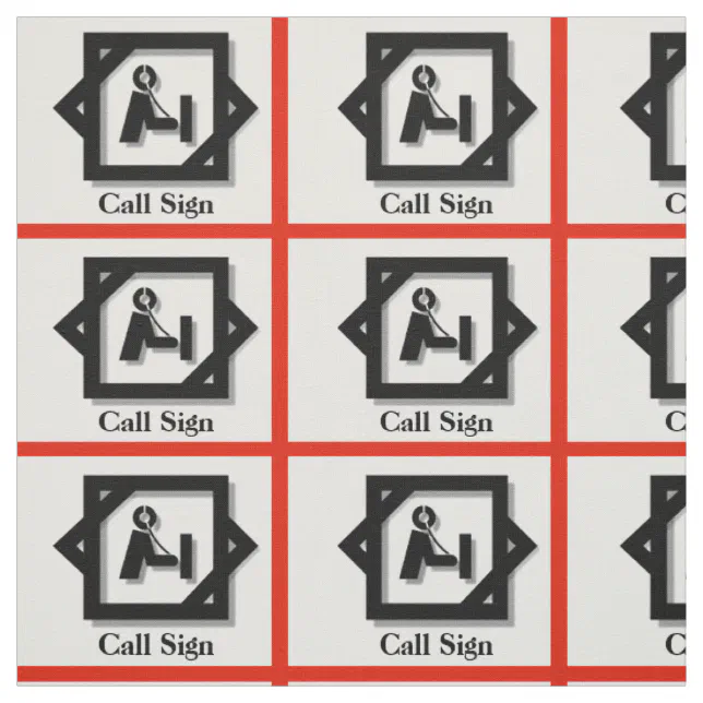 Ham Radio Operator Icon Customize Call Sign Fabric | Zazzle