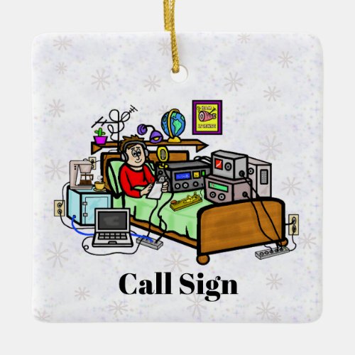 Ham Radio Operator in Bed Christmas Ornament