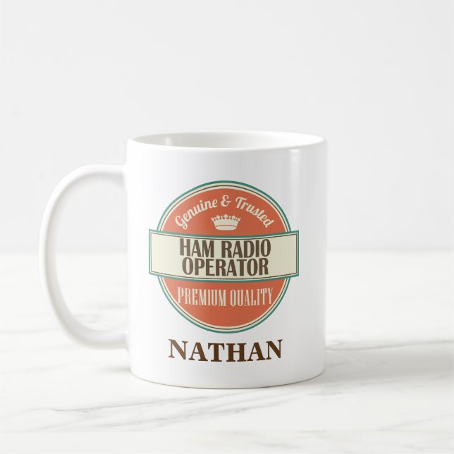 Ham Radio Operator Personalized Office Mug Gift (Left)