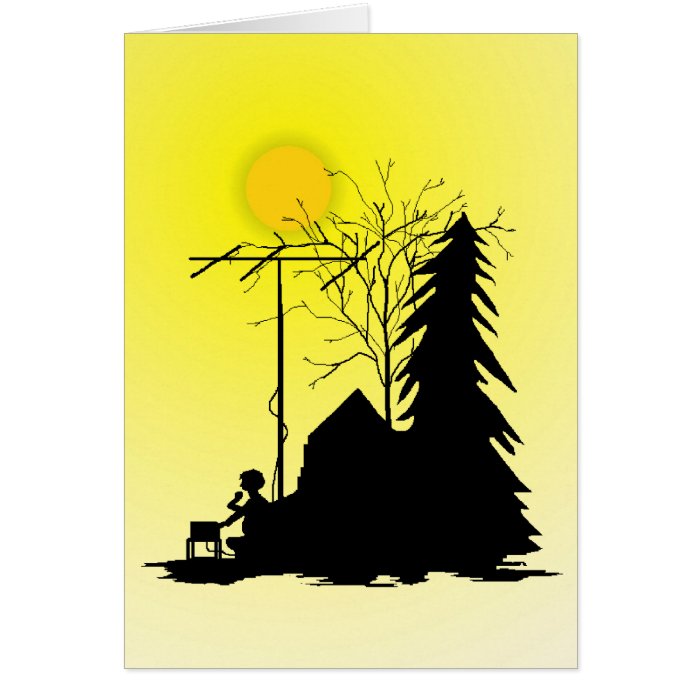 Ham Radio Operator Silhouette with Sun Card