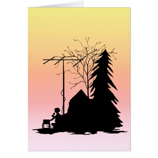 Ham Radio Operator Sunset Silhouette Card (Front)