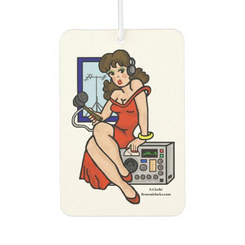 Ham Radio Pin_up Girl Air Freshener with Call Sign