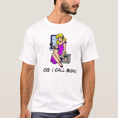 Ham Radio Pin_up Girl Blonde  Tshirt  Customize It