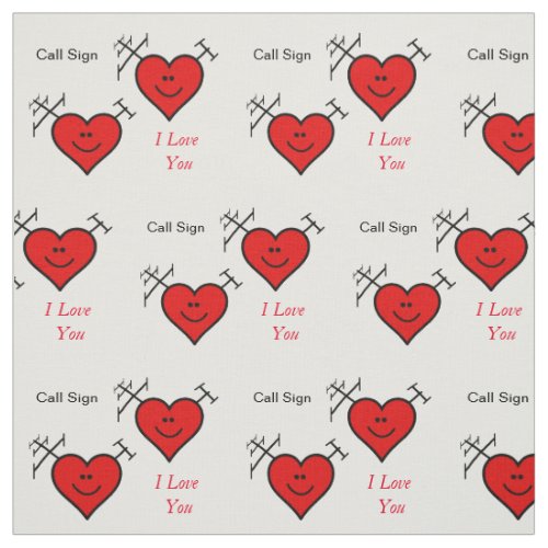 Ham Radio Romantic Heart Fabric  With Call Sign