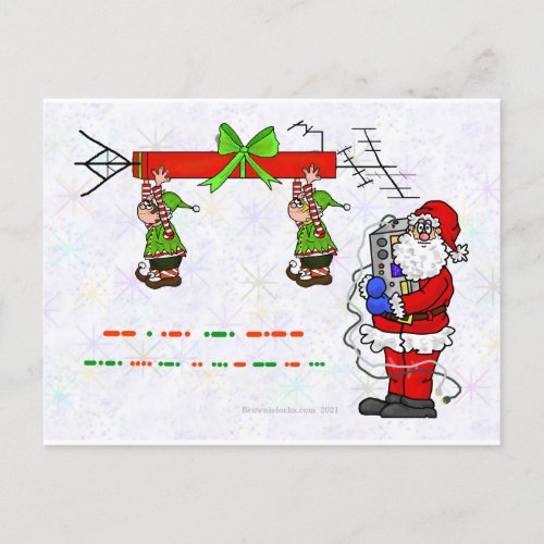 Ham Radio Santa and Elves Christmas Post Card