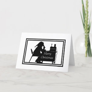 Ham Radio Santa Operator Silhouette Christmas Card