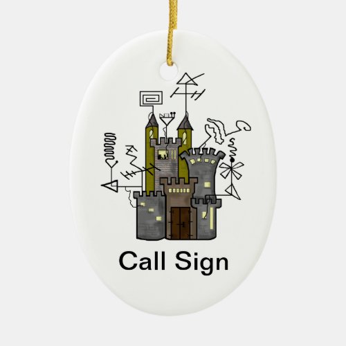 Ham Radio Shack Castle Xmas Ornament