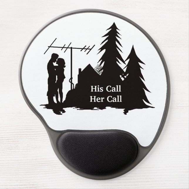 Ham Radio Silhouette Couple Gel Mouse Pad (Front)
