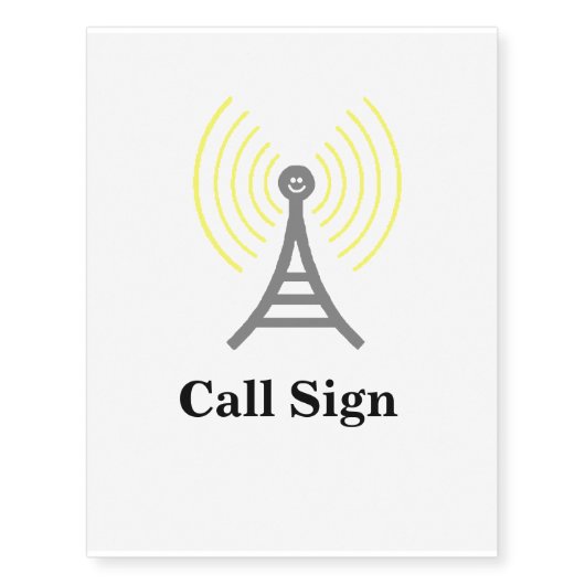 Ham Radio Tower Repeater Tattoo with Call Sign (Front)