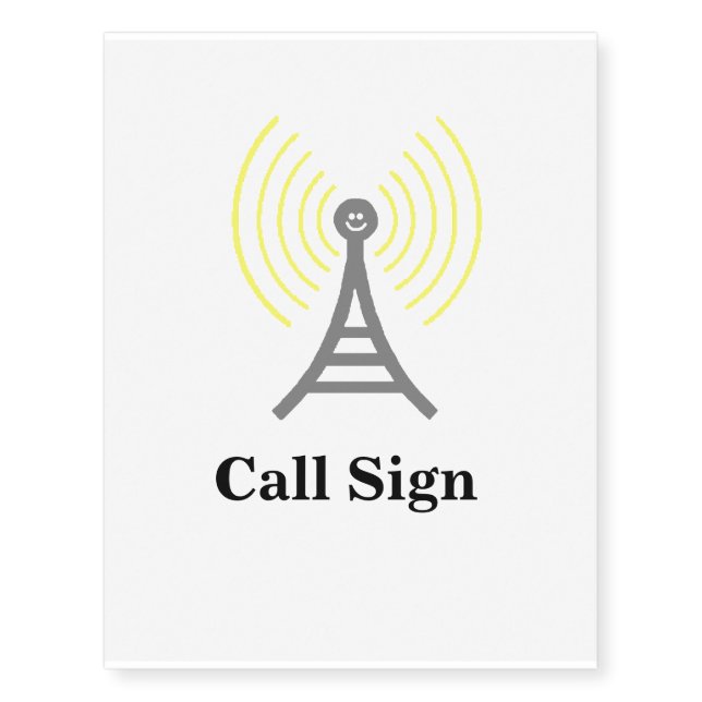 Ham Radio Tower Repeater Tattoo with Call Sign (Front)