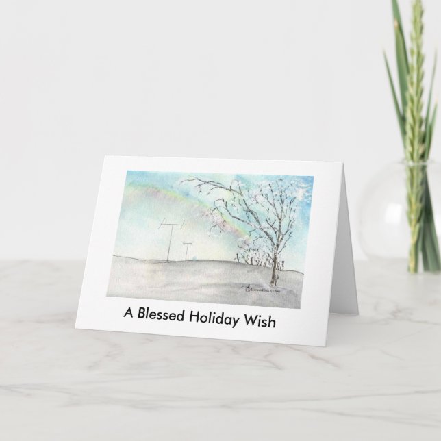 Ham Radio Winter Rainbow Christmas Card (Front)