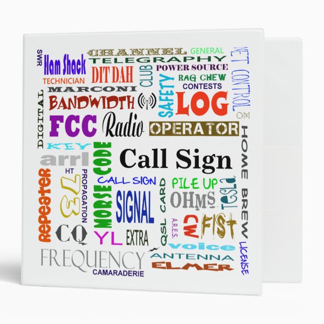 Ham Radio Word Collage Binder  Customize It! (Front/Inside)
