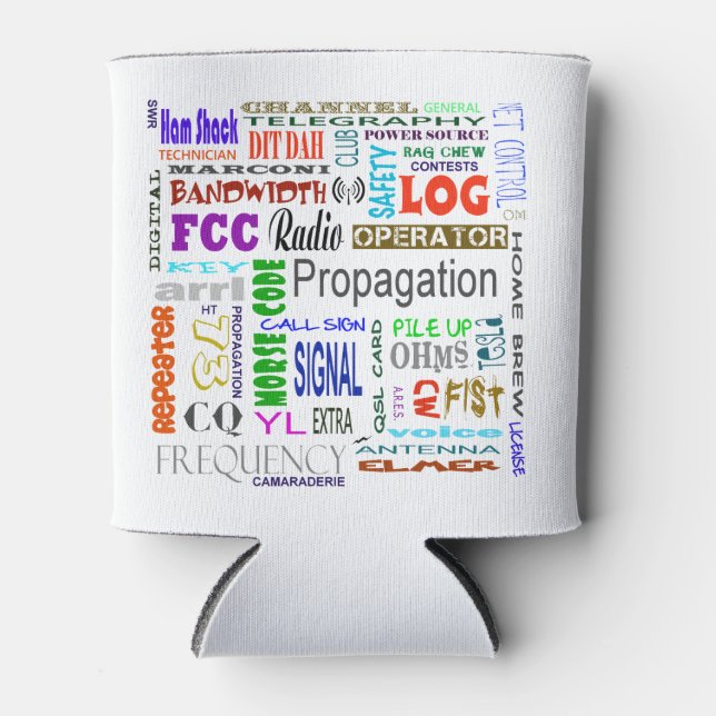 Ham Radio Word Collage Can Cooler (Front)