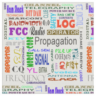 Ham Radio Word Collage Fabric