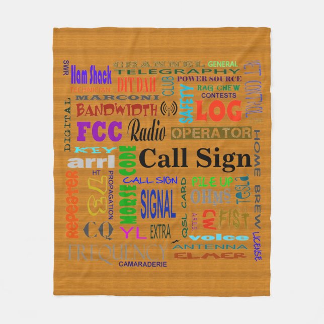 Ham Radio Word Collage Fleece Blanket (Front)