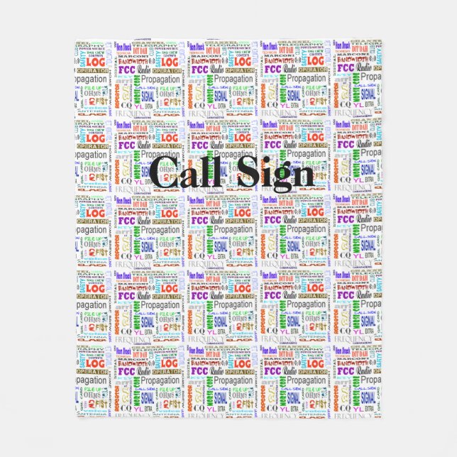 Ham Radio Word Collage Fleece Blanket Customize It (Front)