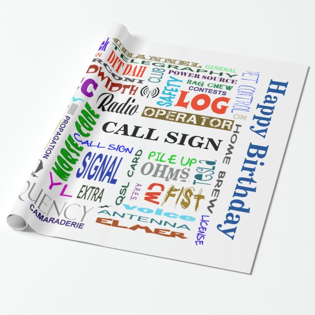 Ham Radio Word Collage Gift Wrap  Customize It! (Unrolled)