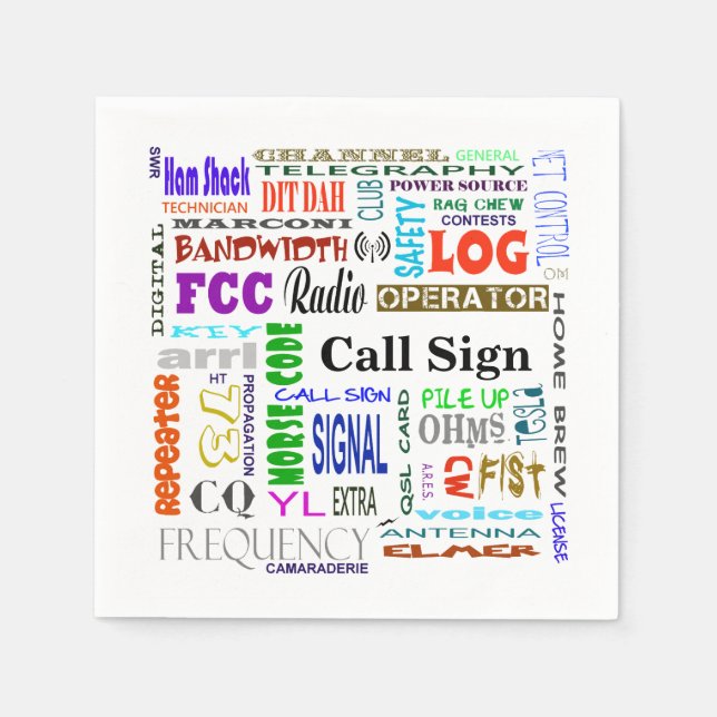 Ham Radio Word Collage Napkins  Customize It! (Front)