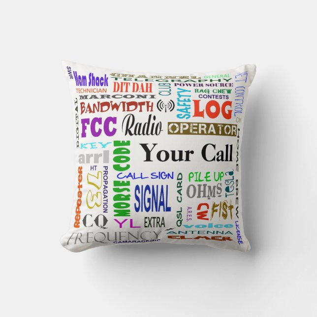 Ham Radio Word Collage  Pillow   Customize It! (Front)