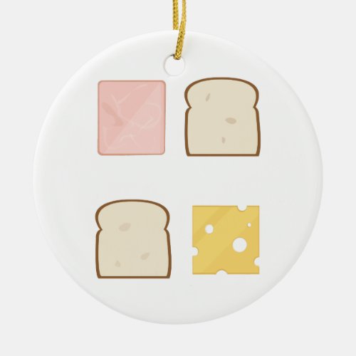 Ham Sandwich Ceramic Ornament