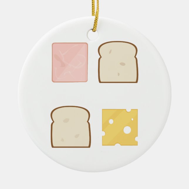 Ham Sandwich Ceramic Ornament (Front)