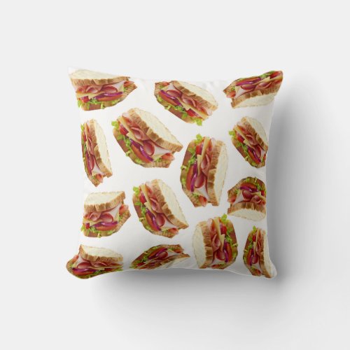 Ham sandwich pattern throw pillow