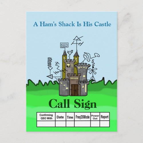 Ham Shack Castle Ham Radio QSL Card  Customize It