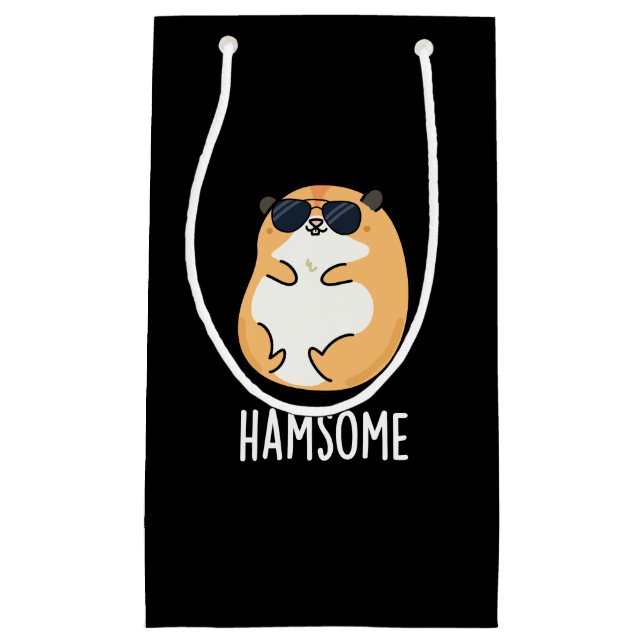 Ham-some Funny Handsome Hamster Pun  Small Gift Bag (Front)