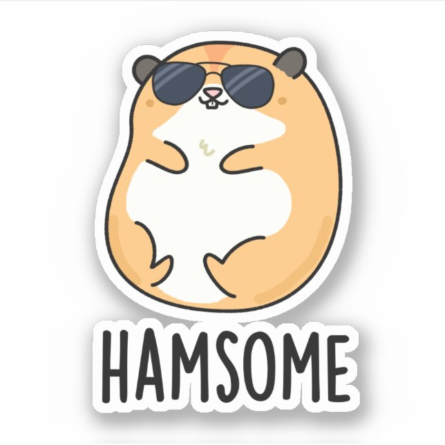 Ham-some Funny Handsome Hamster Pun  Sticker (Front)