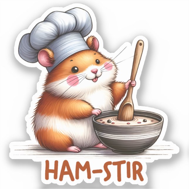 Ham-stir Funny Kawaii Hamster Pun Sticker (Front)