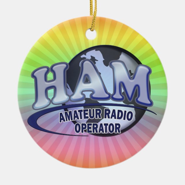 HAM WORLD LOGO Amateur Radio Ceramic Ornament (Front)