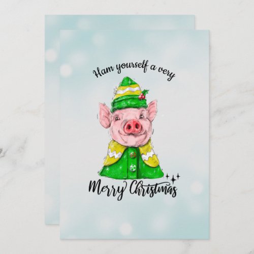 Ham Yourself a Very Merry Christmas Funny Pig Holiday Card