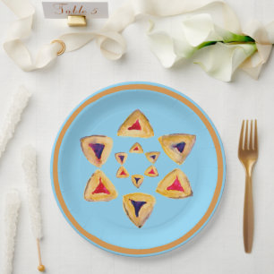Hamantaschen Star Paper Plate for Purim