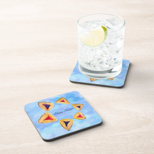 Hamantaschen Star Purim  Beverage Coaster (Right Side)