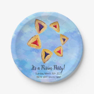 Hamantaschen Star Purim Party  Paper Plates