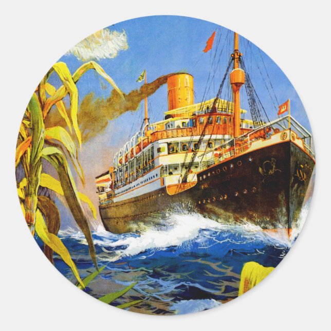 Hamburg America to South America Classic Round Sticker (Front)