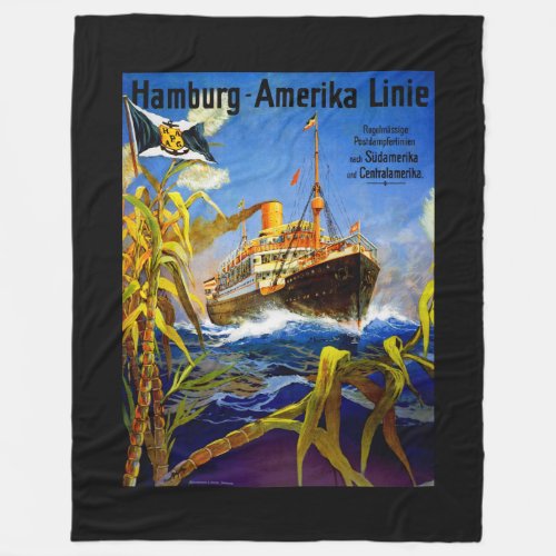 Hamburg America to South America Fleece Blanket