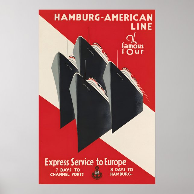 Hamburg American Line Poster Express Services to (Front)