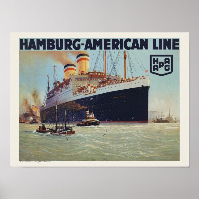 Hamburg-American Line Vintage Poster 1925 (Front)