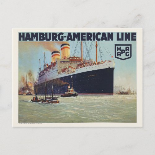 Hamburg_American Line Vintage Poster 1925 Postcard
