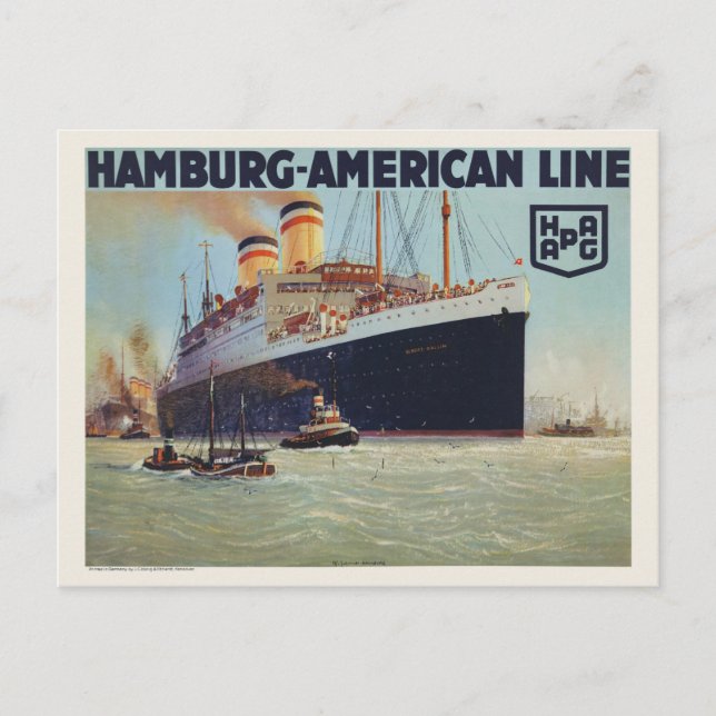 Hamburg-American Line Vintage Poster 1925 Postcard (Front)