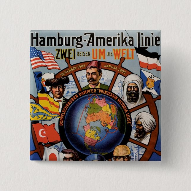 Hamburg Amerika Line Poster Pinback Button (Front)