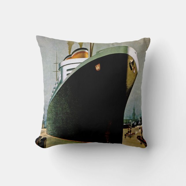 Hamburg-Amerika Line Throw Pillow (Front)