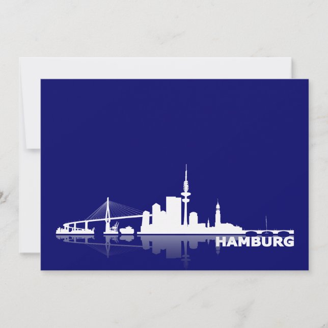 Hamburg City Skyline Karte /Klappkarte/Einladung Invitation (Front)