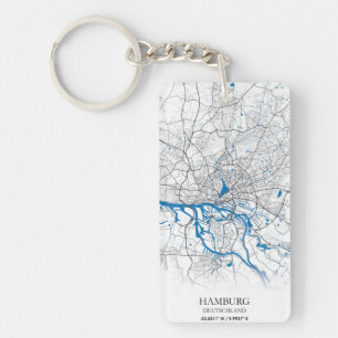 Hamburg Deutschland Germany City Map Coordinates Keychain
