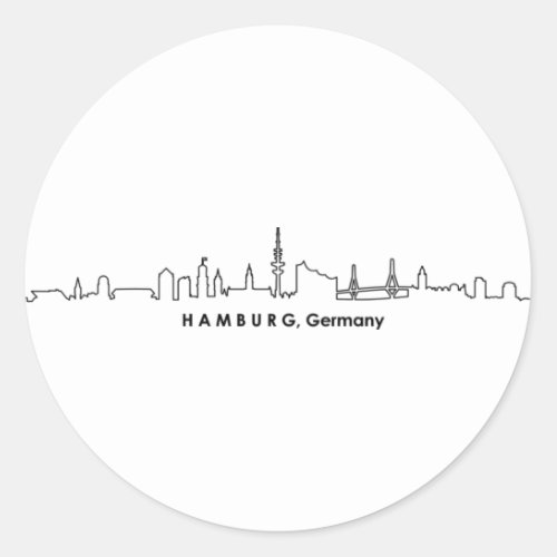 HAMBURG Elbe Germany City Skyline Silhouette Classic Round Sticker